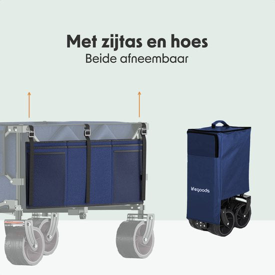 LifeGoods Bolderkar - XL - Opvouwbaar - 200L - 100KG Draagkracht - Blauw