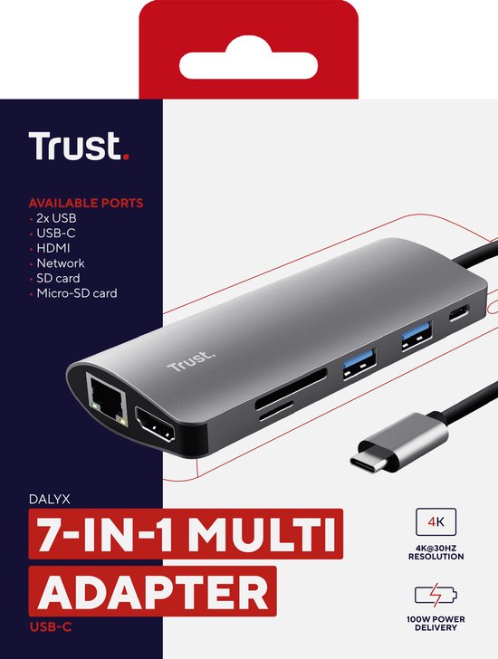 Trust USB-hub – USB Splitter – USB Verdeelhub – USB Poorten Uitbreiding – Grijs