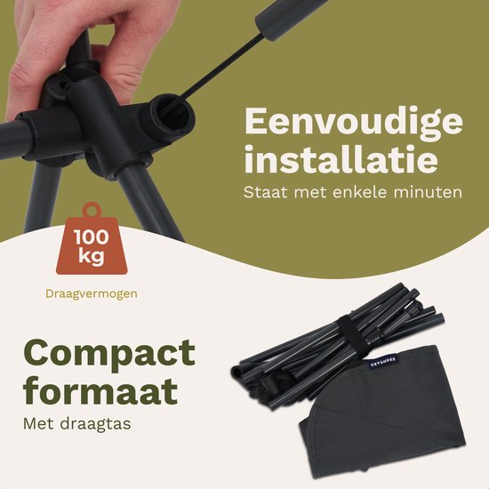 TRVLMORE Campingstoel - Opvouwbaar - 100KG Draagvermogen - Incl. Draagtas - Klapstoel - Visstoel - Kampeerstoel - Vouwstoel - Grijs