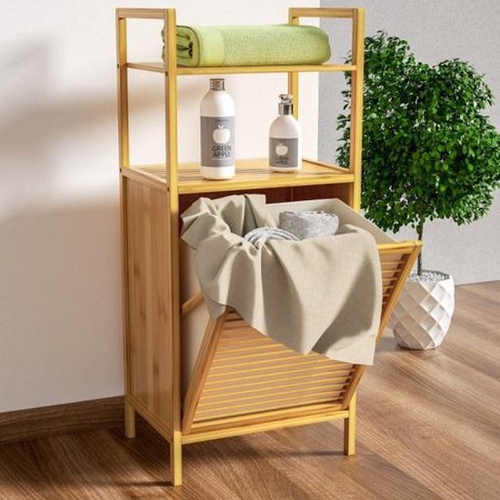 Casaria Badkamerrek - met Wasmand 43l 40x30x95cm - Bruin