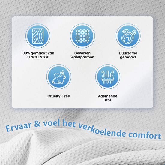 EL-Life Koeldeken 200x200 cm - 100% Bio-Tencel - Zelfkoelende deken - Cooling blanket - Zomerdekbed - Zomerdeken - Parelwit