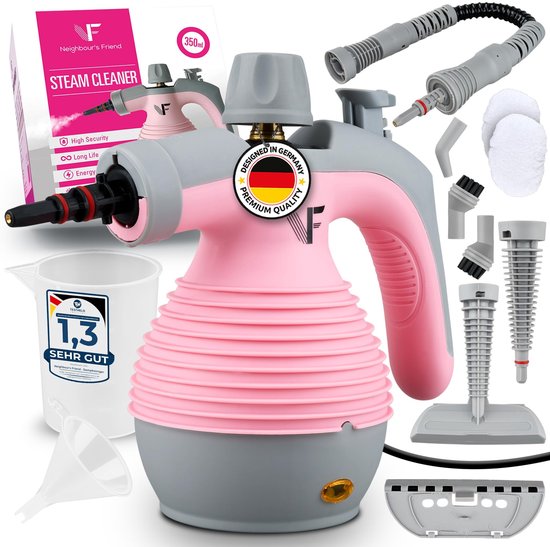 Neighbour's Friend Handdampfreiniger Rosa – Krachtige stoomreiniger met 350ml tank, stoomregulering & accessoires voor huis, ramen, meubels & meer