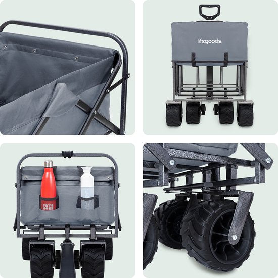 LifeGoods Bolderkar - Opvouwbaar - 80KG Draagkracht - 94L - Wasbaar Polyester - Grijs