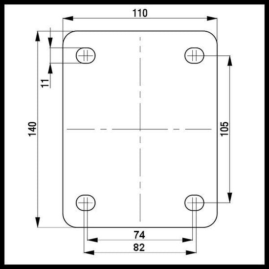 Blauw elastisch rubber zwenkwiel met topplaat - 125mm - 180kg