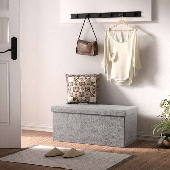 Casaria Opbergbank – 80x40x40cm Opvouwbaar Kunstleer 100L - Grijs