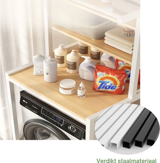 Livista® Wasmachine Kast - 3-Laags Opslagrek - Ruimtebesparende Wasruimte Organizer - 181x60x70 CM - Wit