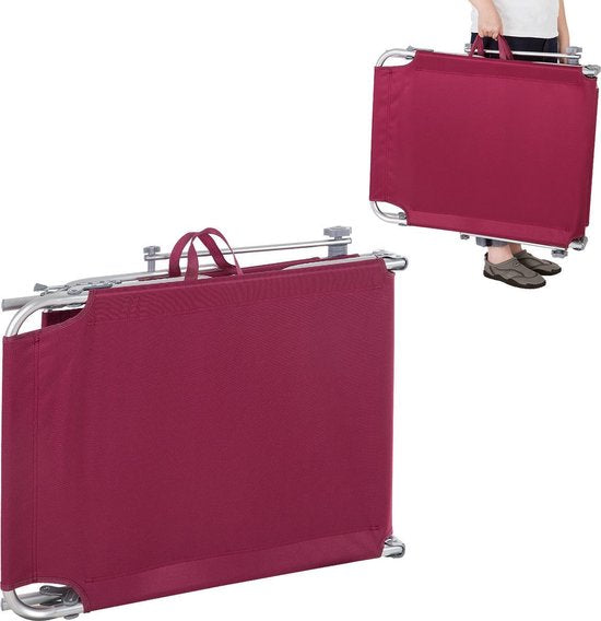 Casaria Ligstoel Ibiza – met Zonnedak - 190x59x29 cm – Rood