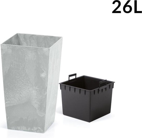 Deuba Bloempot - Beton Design 26L - 26,5 x 26,5 x 50cm Grijs