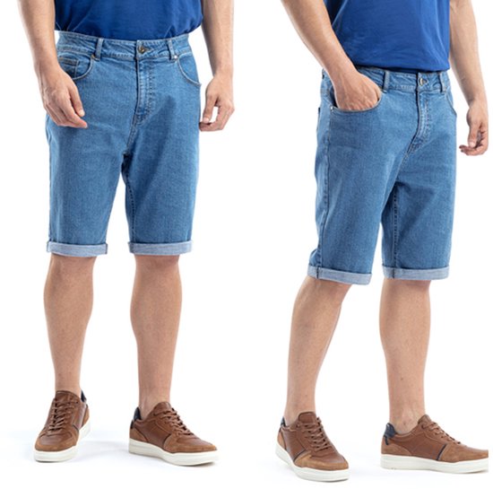Milanoro - Stijlvolle jeansshort voor mannen - Lichtblauw - XL