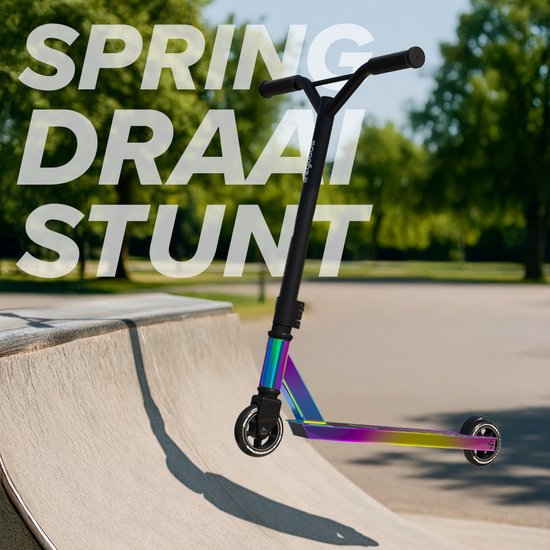 LifeGoods Stuntstep Fly Pro - 6+ Jaar - Step voor Kinderen - Jongens/Meisjes - 100mm - 100KG - Regenboog
