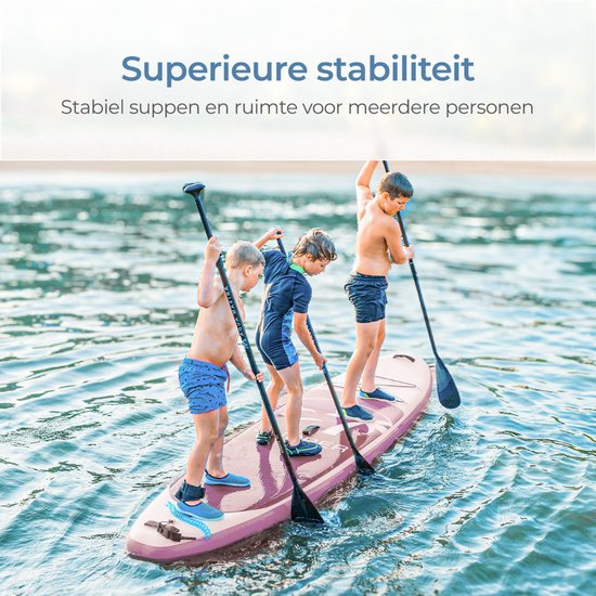 Supper Sup Board - Max. 120KG - Opblaasbaar – Paddle Board – Pomp – Vin – Leash – Draagtas – 285 x 76 cm - Roze