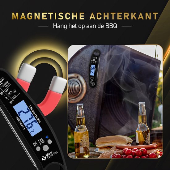 MostEssential Premium Vleesthermometer - BBQ Thermometer - Zwart