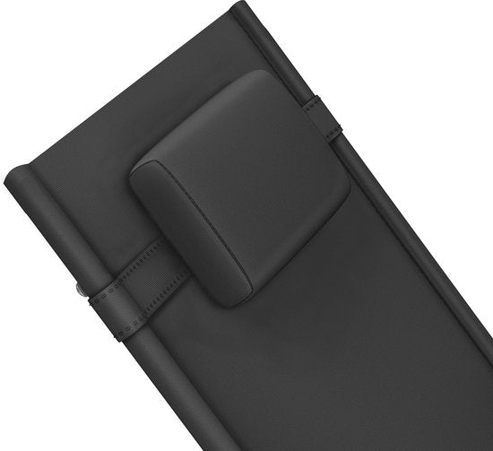 tectake® Ligstoel Taya - Ergonomisch Ligbed voor Tuin, Terras, Balkon - Relaxstoel met Schommelfunctie - Tuinstoel met Comfortabele Armleuningen, Hoofdsteun en Opbergvak - Weerbestendig en Waterafstotend - 120kg Draagkracht - Zwart