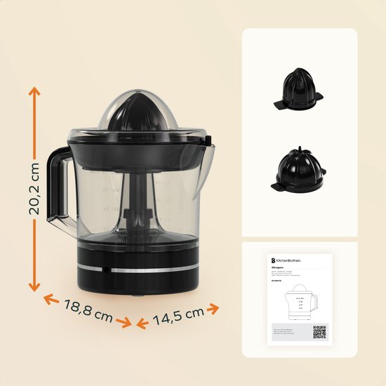 KitchenBrothers Citruspers - Compact - Handmatig - 0.7L - Zwart
