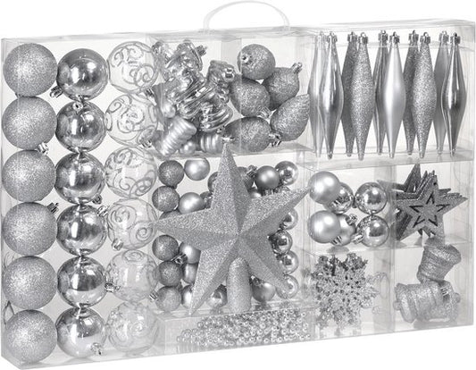 Kerstballen - 102 stuks - Zilver