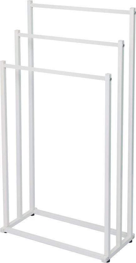 Niceey Handdoekrek - 3 Armen - Handdoekstang - Handdoekenrek Badkamer - Handdoekhouder Vrijstaand - Metaal - Anti-Kras Viltjes - Wit