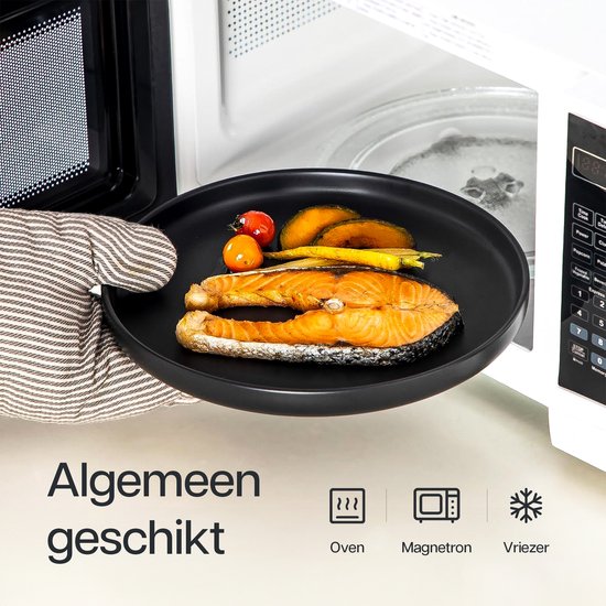 Deleca Serviesset 6 Persoons - Kommen, Schaaltjes / Bordenset - Massief Aardewerk - Mat Zwart / 24-delig