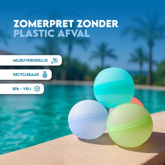Travelly® Herbruikbare Waterballonnen – Waterspeelgoed – Magnetisch en Zelfsluitend – Siliconen – Multicolor – Set 8 Stuks