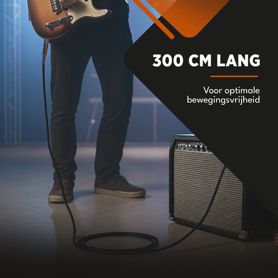 Finesse Gitaarkabel PRO - 300 cm - Jack 6.35mm - Audio Kabel - Instrumentkabel - Gitaar Kabel