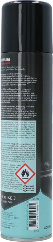 Valma Cockpitspray Hoogglans 400 ml - Reiniging voor Auto Interieur – Stofafstotend - Geschikt voor Kunststof en Leer