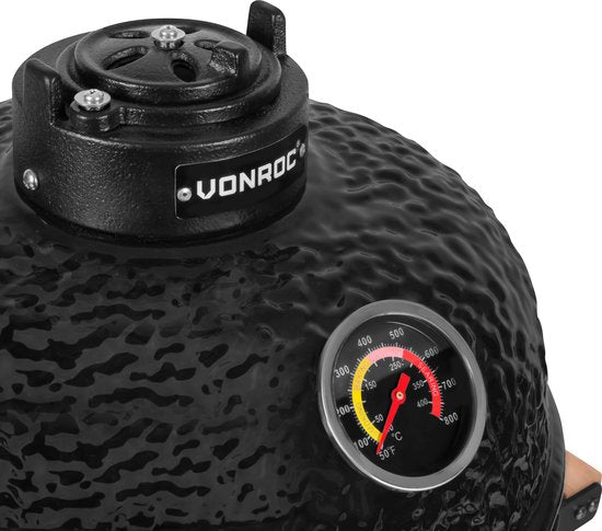 VONROC - BBQ - Kamado - 13" - Met beschermhoes, plate setter & onderstel - Houtskoolbarbecue – Keramisch