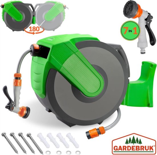 Gardebruk Slanghaspel - Automatisch Oprollen 30 m – Groen Grijs