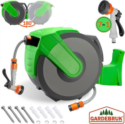 Gardebruk Slanghaspel - Automatisch Oprollen 30 m – Groen Grijs