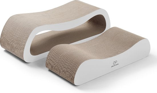 Jake en Jacky Krabkarton voor Katten 2 in 1 model - Krabpaal Karton - Krabplank - Krabmand - Krabmeubel - Kartonnen Krabmat - Kattenmand - Kattenbed - 71x24x21cm