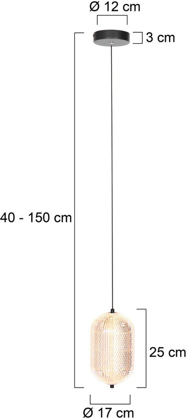 Hanglamp Geripu Ø15cm amberkleurig - hoogtes instelbaar - kunststof & metaal - Mexlite