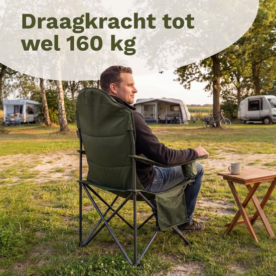 TRVLMORE Campingstoelen XXL - Opvouwbaar - 2-Pack - 160KG Draagvermogen - Incl. Draagtas - Klapstoel - Visstoel - Kampeerstoel - Vouwstoel - Groen