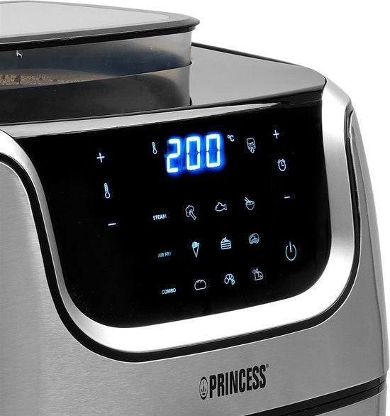 Princess Steam Aerofryer - Uitneembare Bak - Digitale Timer - 6.5L - 1700W - Zwart/Zilver