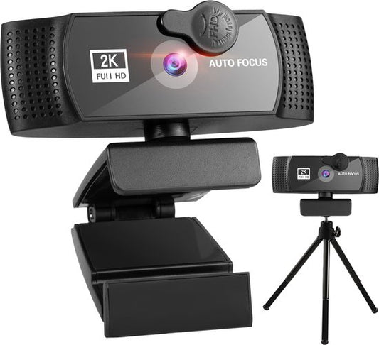 Audyn Webcam - 5MP - 2K Full HD - met Microfoon - voor PC - incl. Cover & Standaard - Streaming Camera - Webcams