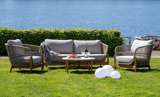 House Nordic Terracina Loungebank - Acaciahout - 78.5 x 175 x 72 cm - Acacia/Beige