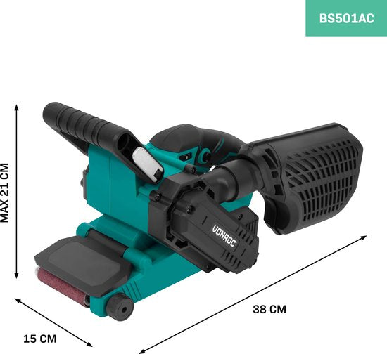VONROC Bandschuurmachine 710W – Incl. 6 schuurbanden – variabele snelheid