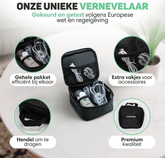 Vulpes Goods® HealthCare Aerosoltoestel – Ultrasone Inhalator – Nebulizer – Oplaadbaar – Incl. 4 Mondstukken