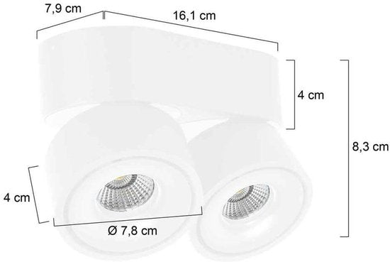 Witte 2-lamps spot Fez 2674W dimbaar draaibaar en kantelbaar kunststof/metaal Modern Mexlite