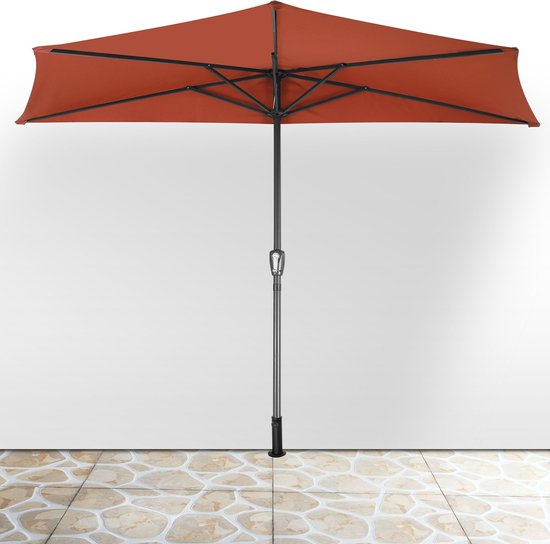 Kingsleeve Parasol Halfrond - Ø 2,7m UV 50+ Bescherming - Terracotta