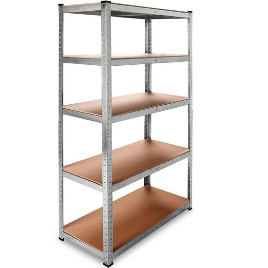 Monzana Stellingkast Set van 2 - 5 planken 175x75x30cm 350kg - Zilver