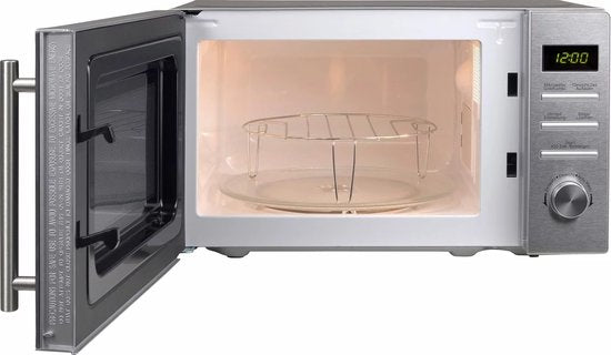 Hanseatic – Magnetron met Grill – 44x34x25,9 cm – Zilver Metaal – 800 Watt Magnetron & 1000 Watt Grill – 20 Liter – 5 Vermogensniveaus & Ontdooifunctie – Combi-Magnetron – 656920