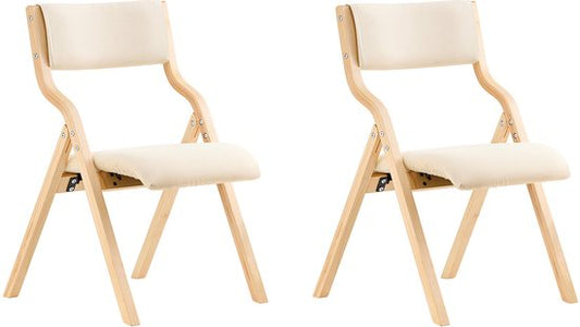 SoBuy Set van 2 Klapstoel, Bureaustoel met Gestoffeerd Zitkussen, Eetkamerstoel, Wit, 49x80x54cm, FST40-Wx2 - voor Eetkamer, Keuken, Woonkamer of Thuiswerkplek