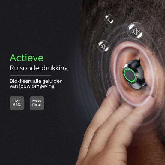 Otiume - Volledig Draadloze Oordopjes - HiFi Extra Bass geluid - Touch bediening - Draadloze Oortjes - Zweet- en regenbestendig - Sport oortjes - Bluetooth
