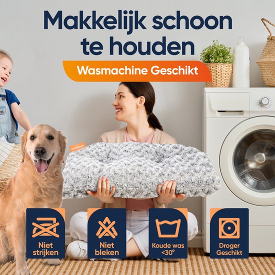 Happysnoots Hondenkussen 120x80cm - Extra Groot - Fluffy - Luxe Hondenbed - Dog Bed - Wasbaar - Grijs