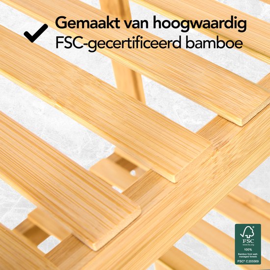 Brixy Badkamerrek - Badkamermeubel - 5-Laags - 141x33x33cm - Badkamer Kast - Bamboe