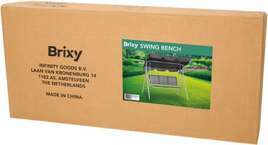 Brixy Schommelbank - 3-Zits - Verstelbare Luifel - UV-bestendig - 170x118x153cm - Antraciet