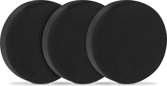 VONROC Polijstschijven/Polijst pads schuim voor polijstmachines – 125mm, 3 stuks - Zwart