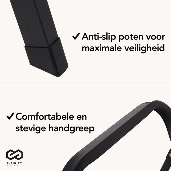 Infinity Goods Stevige Huishoudtrap 4 Treden - Keukentrap Inklapbaar - Anti-Slip - Trap Ladder - Opvouwbaar - Metaal - Zwart