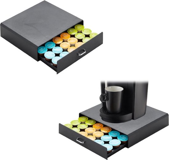 BRASQ Capsulehouder voor Dolce Gusto Capsules - Opbergbox met Lade - 30 Cups - Koffiecups houder Zwart