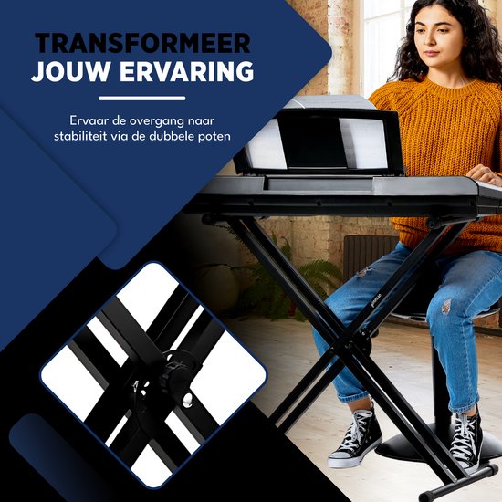 Finesse Keyboard Standaard - Verstelbaar - Statief - Piano Standaard - Toetsenbord Standaard