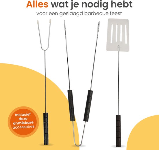 Goliving Houtskool Barbecue - Ø54 cm - Inclusief Accessoires - Houtskoolbarbecues op Wielen - XXL BBQ met Deksel - Rond - 65 x 89 cm - Zwart - Metaal
