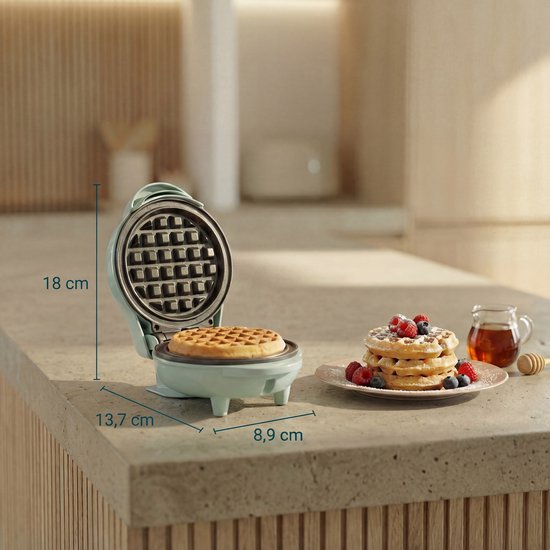 Bestron Wafelijzer - AMW500M - 550W - Mini wafel - Anti-aanbaklaag - Blauw - 5 jaar garantie
